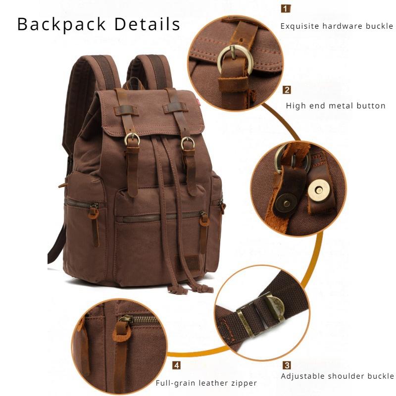European and American Retro Men's Backpack New Canvas Shoulders Bag Outdoor Travel Computer Bag Student Schoolbags for Boy Father's Day Gift