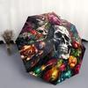 1pc Gothic Victorian Skull & Floral Umbrella - Automatic Open/Close, 8-Rib Windproof Design, Compact Folding Umbrella with Orn