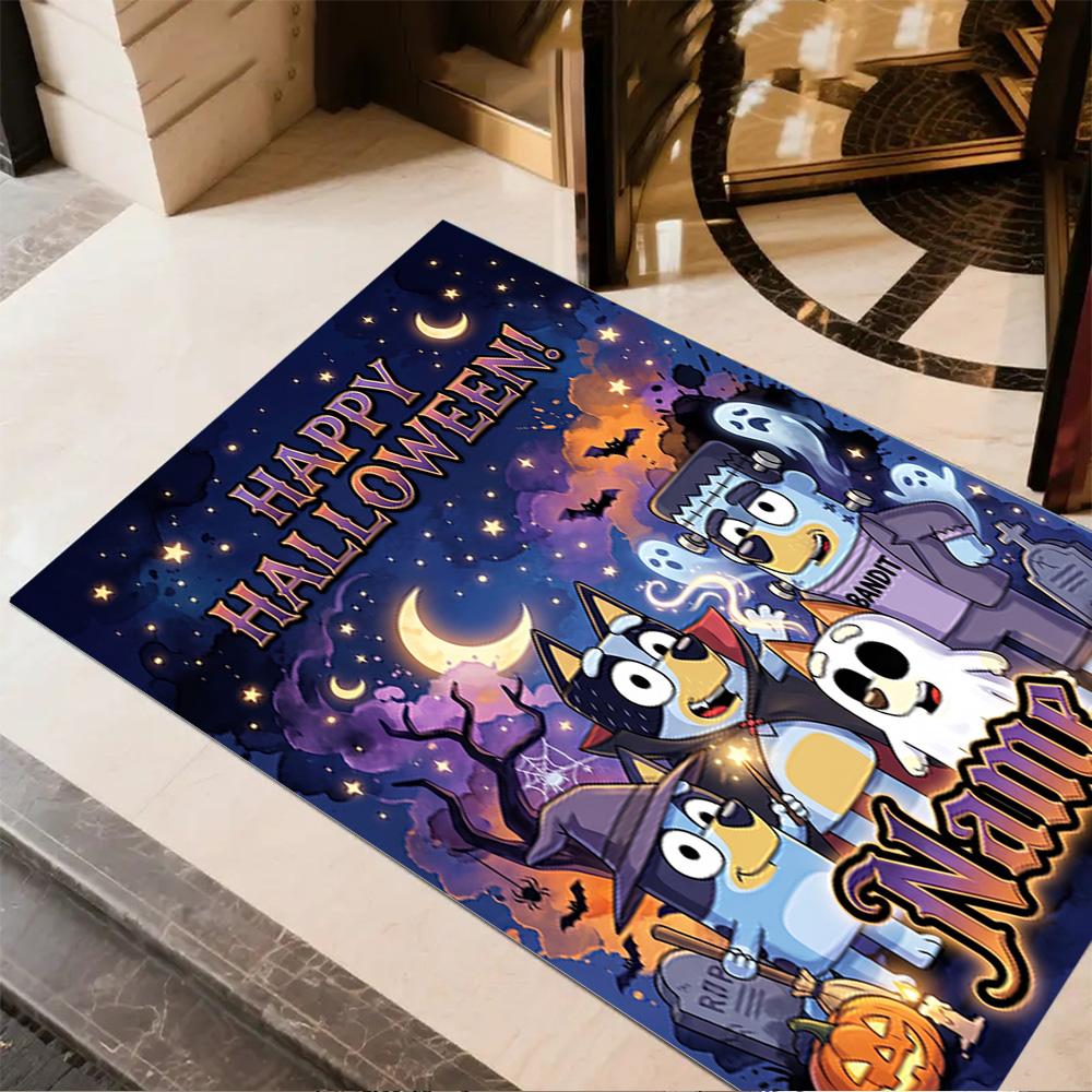 Halloween Night Adventure Personalized Text Area Rug Perfect for Entryway Bedrooms Foyer Hallway Anti-slip Rug Office Home Decor