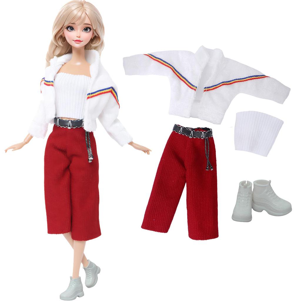 11.5'' Girl Doll Clothes with Shoes Mixed Style Winter Coat Blouse Pants Dress 11.8'' 30cm Doll Boots Accesories Toy