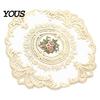 Soft Macaron Color Tableware Retro Oval Lace Doily, Embroidered Rose Placemat, Elegant Floral Table Washable Linens Mat, Decorative Doilies for Dining