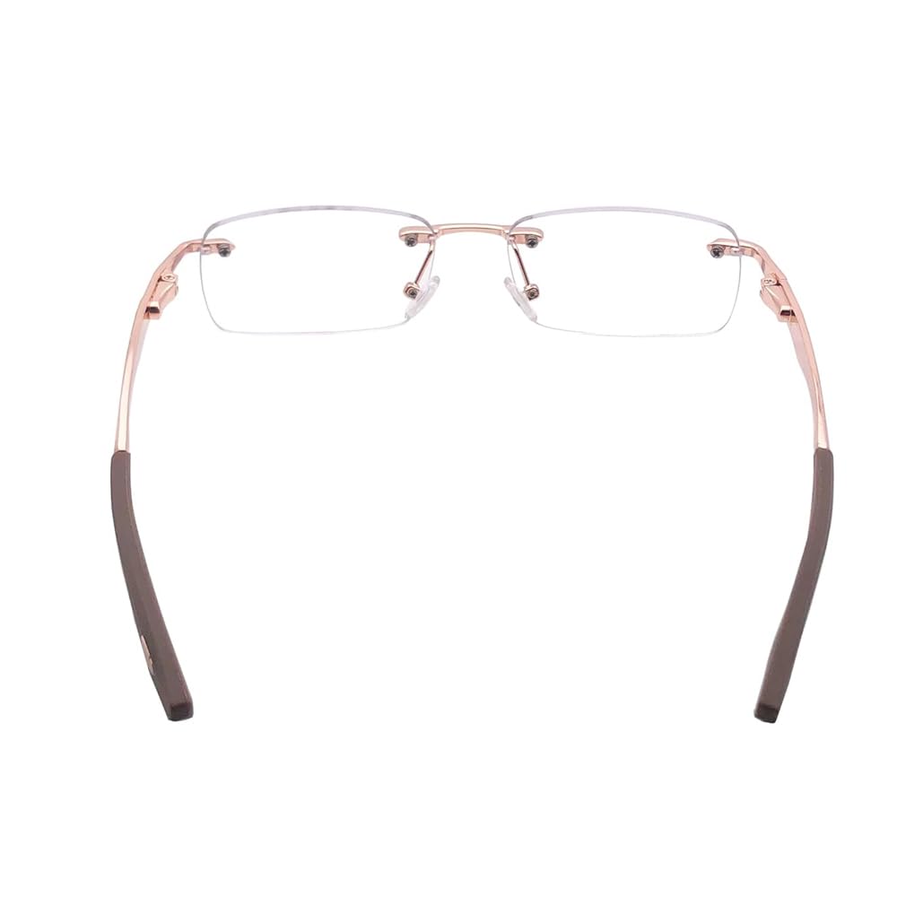 RSINC Rimless Frame/Eyeglass/Spectacle, Optical, Prescription, for Men and Women, Modern, Rose Gold Brown BR-1 N1 Rose Gold Brown