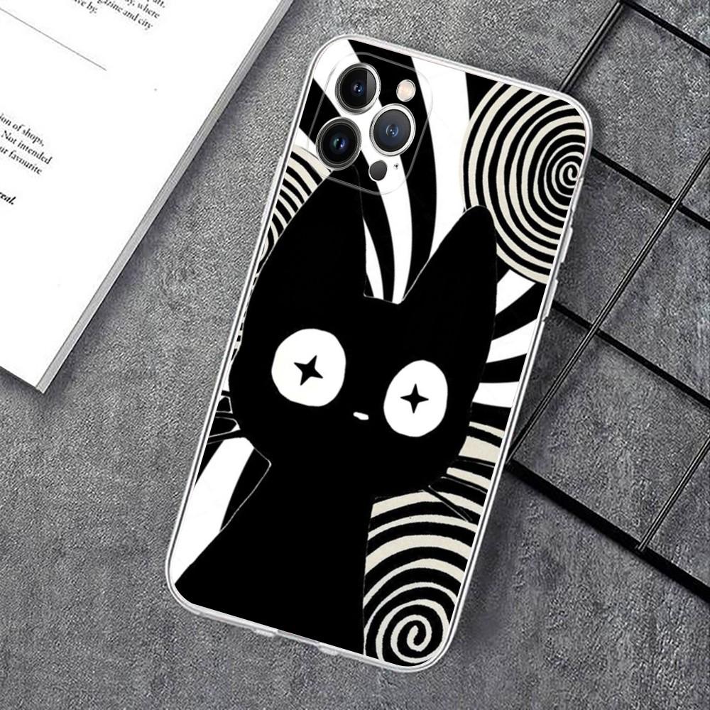 Black Cat Cartoon Cute Phone Case For IPhone 15 14 11 12 13 Mini Pro XS Max Cover 6 7 8 Plus X XR SE 2020 Funda Shell