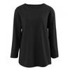 Shop   Women S Round Slub CoTTon 3 4 Sleeve T ShirT Black Dai wSh 1003