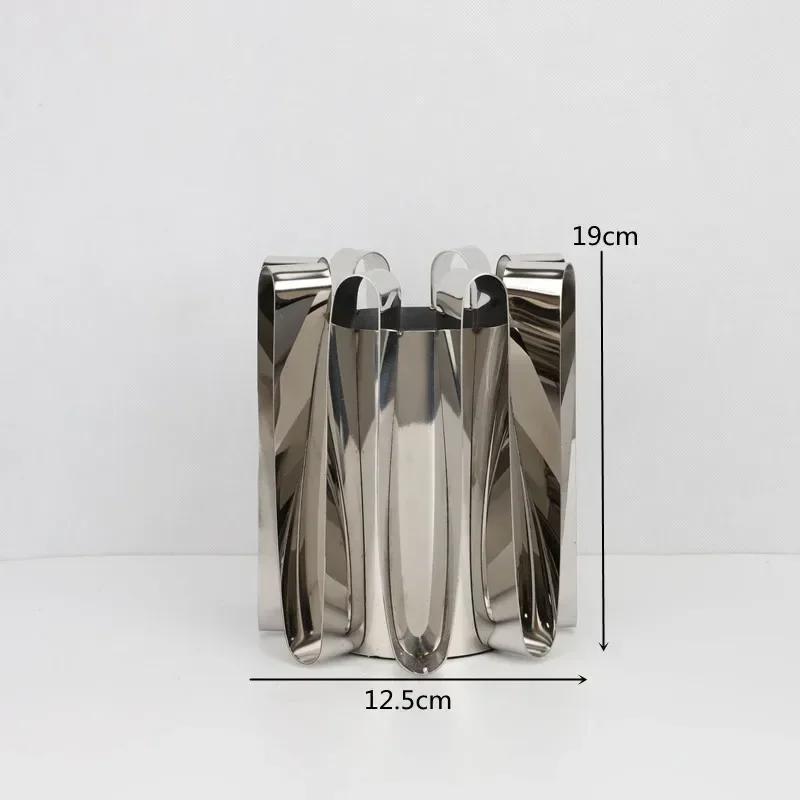 Геометрическая Изогнутая Металлическая Ваза, Настольное Декоративное Украшение, Современная Композиция из Нержавеющей Стали для Цветов, Эстетическое Украшение для Комнаты