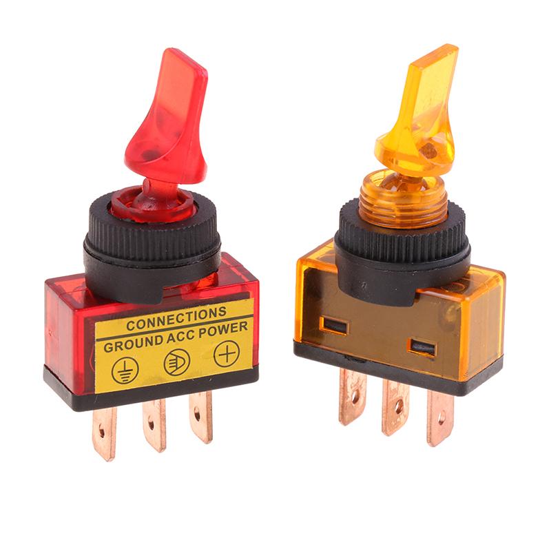 12V Led Toggle Switch 3-Pin 10A 3-Pin Asw-14D Short Handle With Led Lights Waterproof