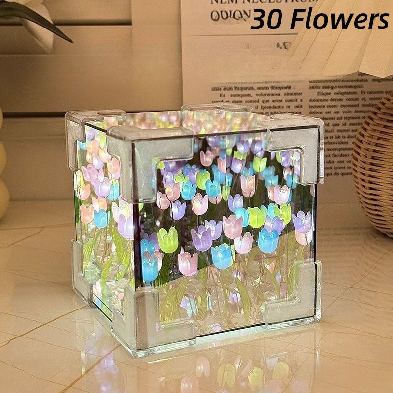 Lumină de noapte Marea Florilor de Lalele Lucrată Manual DIY Pachet Material Lampă Lalea Oglindă Tridimensională Decorațiune Creativă Ornament Ornament Cadou Cuplu Student
