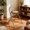 Medieval Woven Back Folding Dining Chair, Trendy Designer Casual Chair for Home Balcony