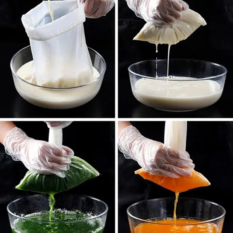 Nylonowe worki filtrujące do mleka Wielokrotnego użytku Do soi Jogurtu Herbaty Kawy Oleju Piwa Żywności Siatka Filtracyjna Sznurek Ściągający Sitko Kuchenne Durszlak 100Mesh 200Mesh 300Mesh