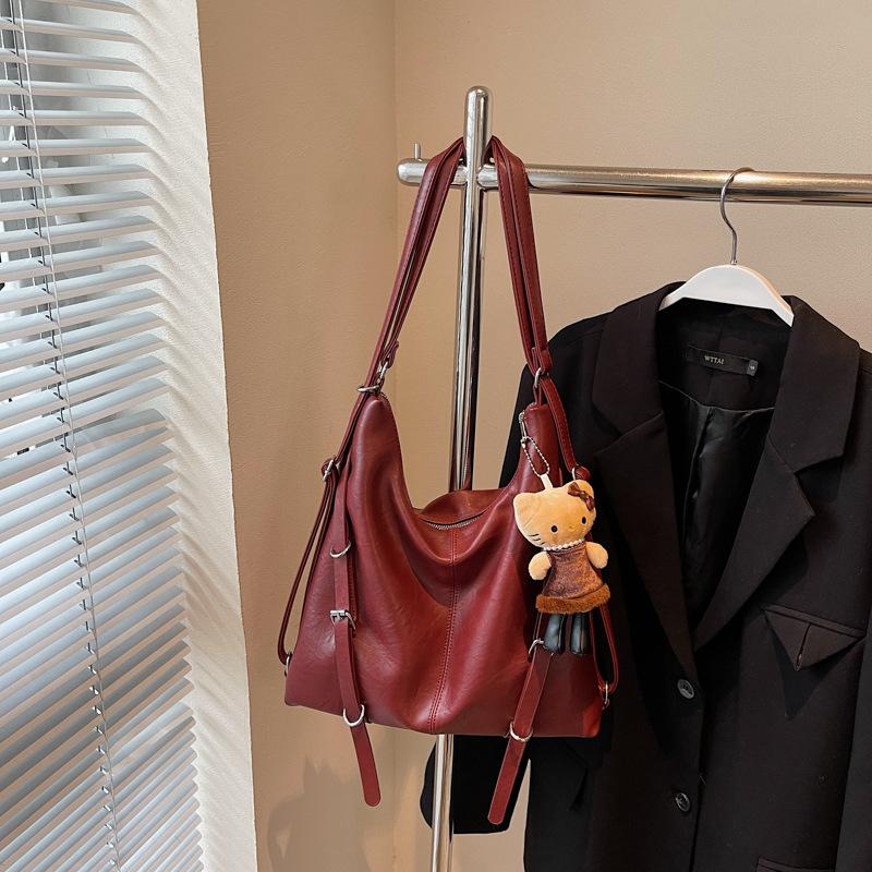 Large Capacity Bag Women's 2025 Autumn New Fashion Casual Tote Bag Retro Commuter Messenger Bag Backpack Bag