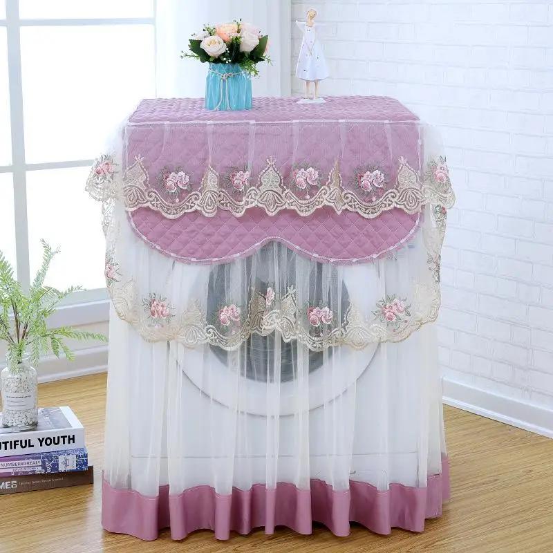 Lace Dustproof Protective Cover Floral Style Home Decoration Washing Machine Cover 4 Color Random Washable 60*60*85Cm Decoration