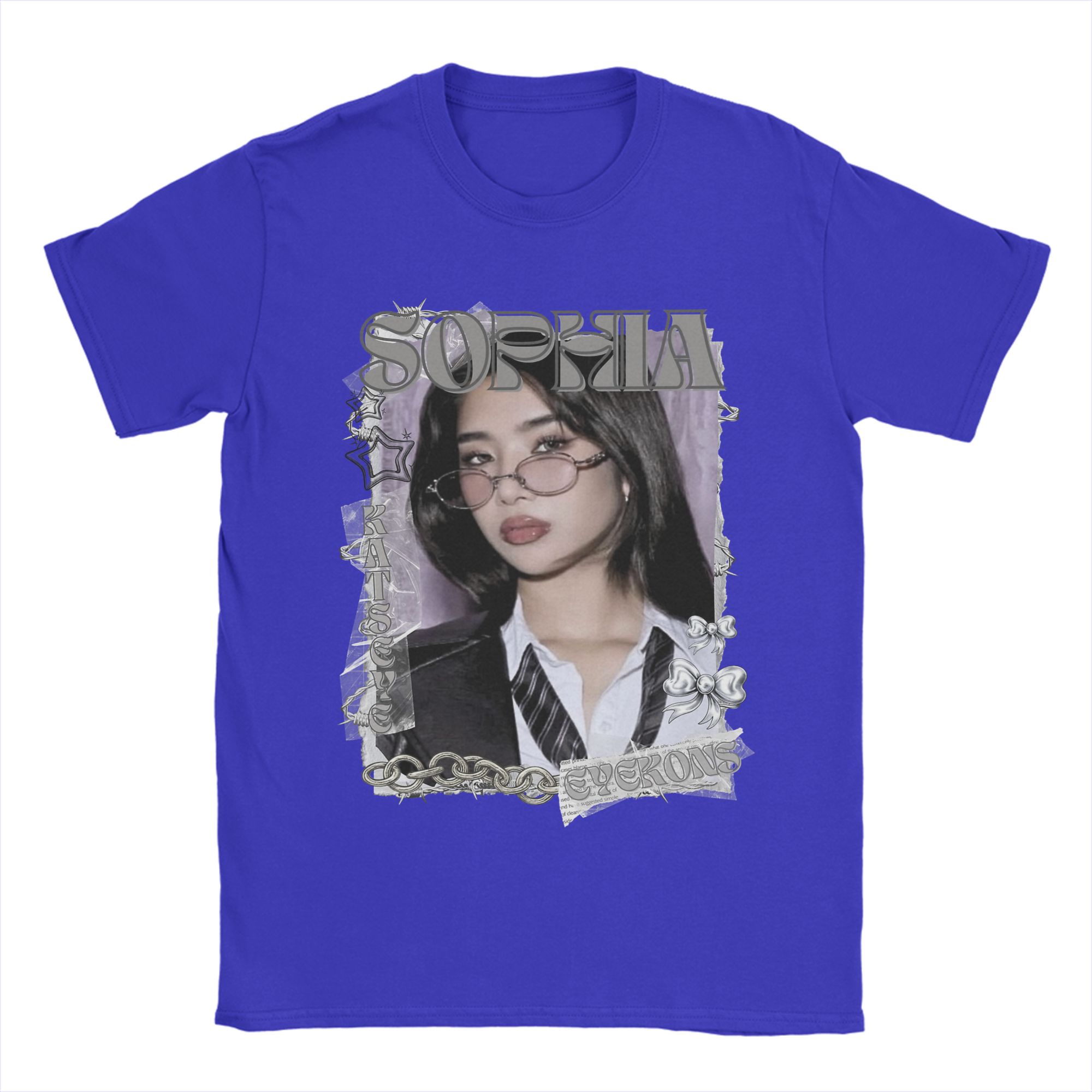 

KATSEYE Sophia Kpop Y2K Group T Shirt Men Cotton Vintage T-Shirts O Neck Tee Shirt Short Sleeve Clothes Plus Size L