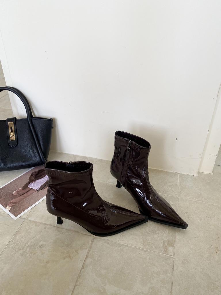 2025 autumn European and American style versatile temperament pointed high heel stiletto short boots