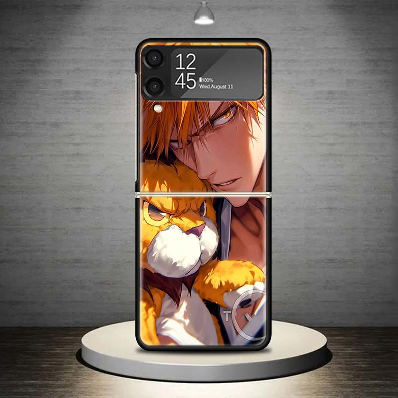 Kurosaki Ichigo Bleach Phone Case For Samsung Galaxy Z Flip 7 6 5 4 3 5G Shockproof Cover Z Flip7 Flip6 ZFlip5 Flip3 Flip4 Luxur