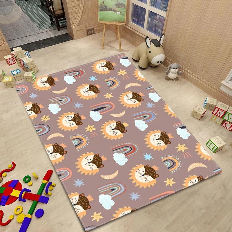 Nordic Style Baby Room Cartoon Animal Pattern Carpet Fresh Comfortable Kids Bed Floor Mat Bedroom Foot Mat Toy Storage