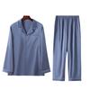 Spring Summer Long Sleeve Silk Cool Ice Silk Homewear Thin Faux Silk Satin Pajama Set for Spring and Autumn