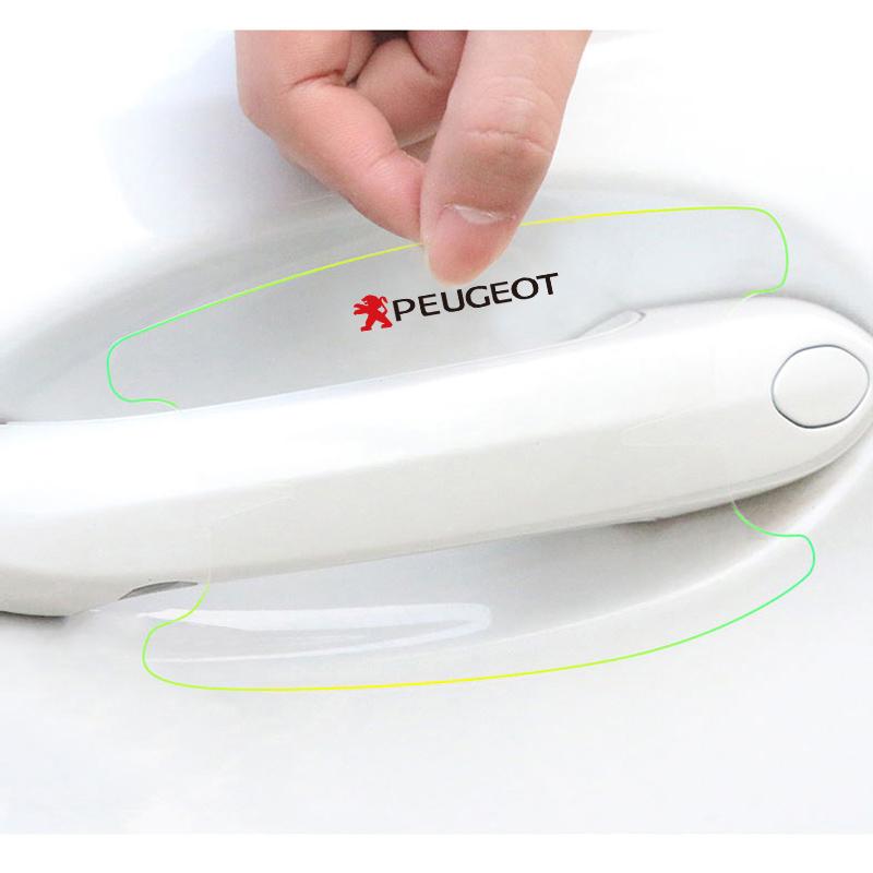 8Pcs Car Door Handle Bowl Scratch Protective Stickers Transparent For Peugeot 5008 408 308 Landtrek 208 V2008 3008 Valve cap