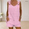 Women Plus Size Ring Strap Sleeveless Geometric Printed Tank Top And Pocket Shorts Two Piece Set