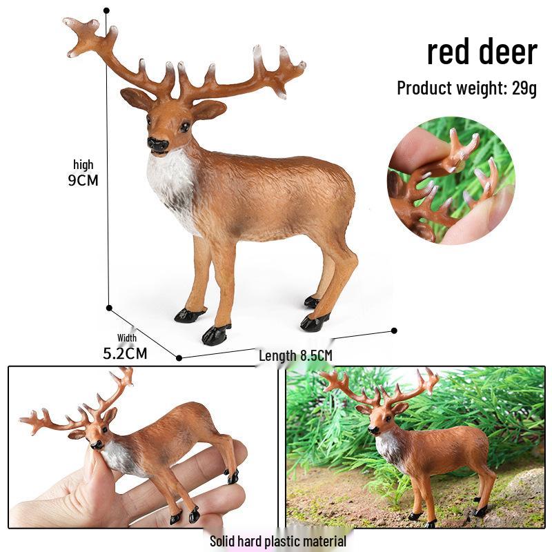 Children's Cognitive Toy: Solid Animal Models - Elk, Red Deer, Reindeer, and White-tailed Deer Christmas Ornament