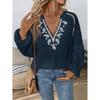 Women's Blouses Spring Fall New Style Fashion Design V-neck Embroidered Cotton Top Women Loose Casual Shirts Clothing
