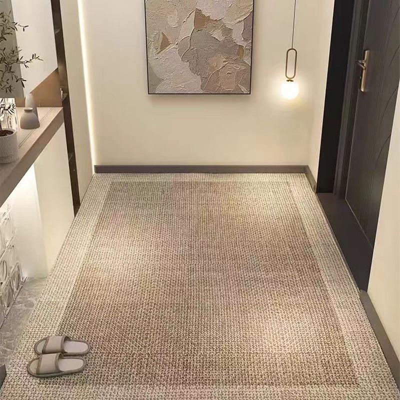 High-Grade Foldable Entrance Mat: Linen Texture Maillard Color, Dirt-Wiping, Cuttable for Living Room & Hallway