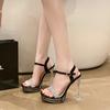 Super High Heels Women Sandals Luxury Shiny Rhinestone Platform Sandal Sexy Transparent Party Women Dress Sandal Sandalias Mujer