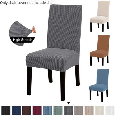 Stretch Jacquard Dining Chair Cover Solid Color Dustproof Seat Slipcover Elastic Anti-Cat Scratch Chair Case For Living Room