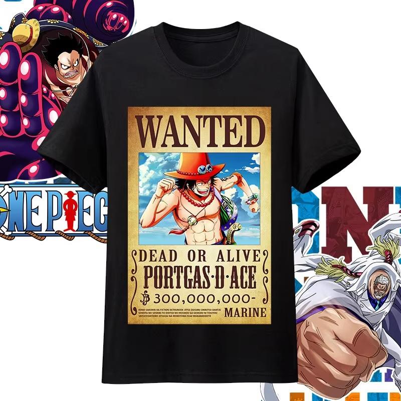 One Piece Anime Character Printing Oversized Cotton Tshirt Men and Women Comfortable Y2K Childrens Clothing Summer Trend Tees