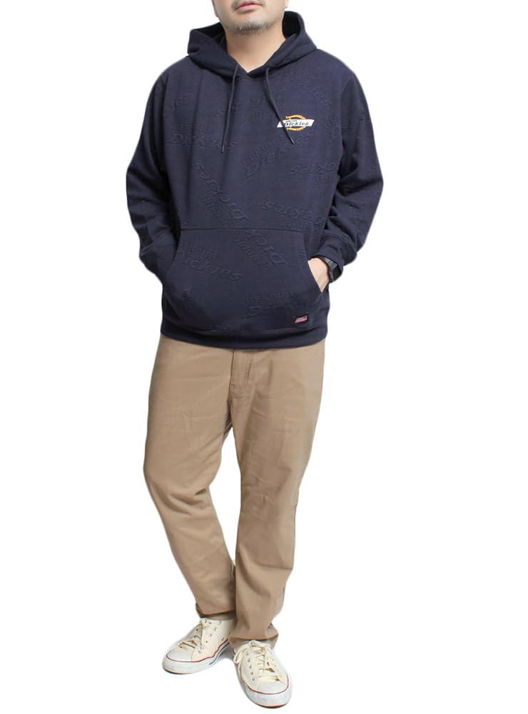 Dickies GENUINE Men's Plus Size Pullover Hoodie with Puffy Jacquard Fleece Sweatshirt, Size 4L, Navy (67)
