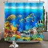 Underwater World Ocean Shower Curtain for Bathroom Seabed Animals Sea Turtle Dolphin Fish Waterproof Bathroom Curtain With Hooks