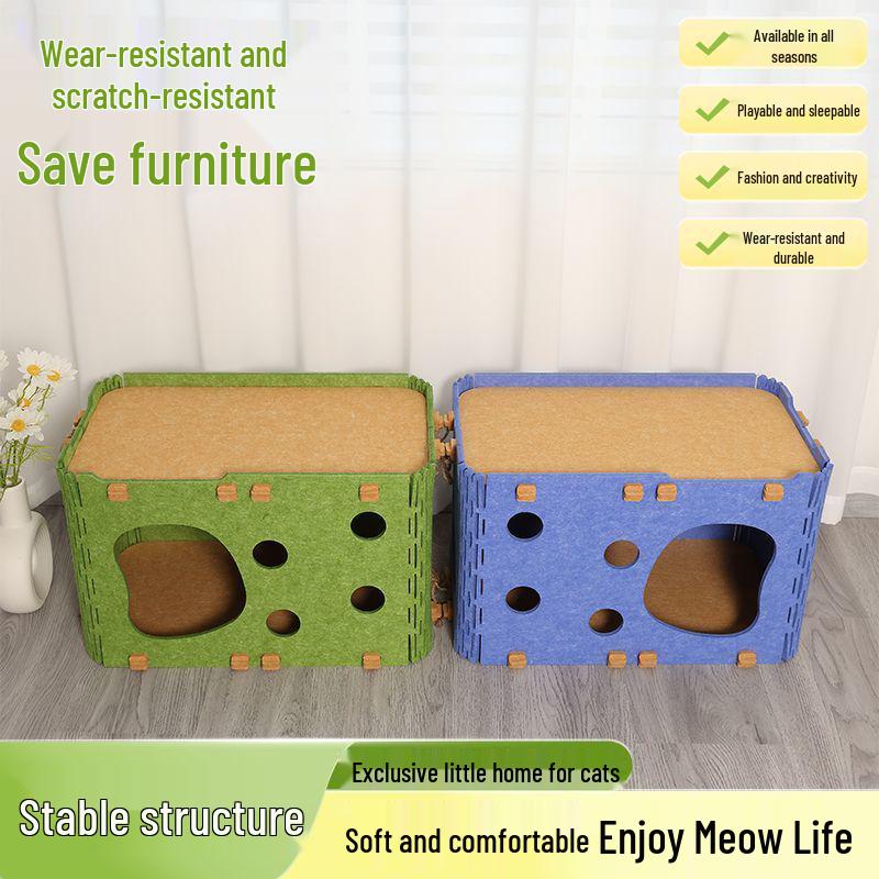 Spacious Breathable Felt Cat Bed for Large Cats