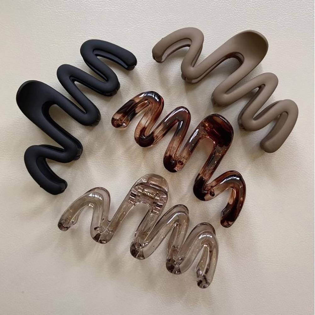 Simple Niche Curvilinear Shape Hairpin Hair Claw Clip Solid Color Durable Headwear Hair Clip Hair Accessory for Women