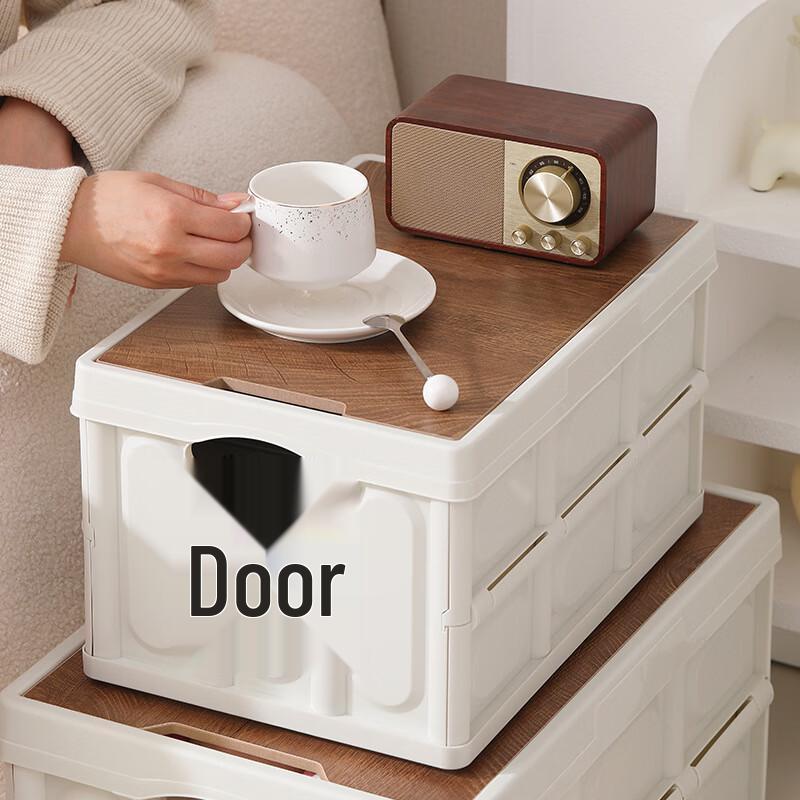 Foldable Outdoor Camping Storage Box with Wooden Lid