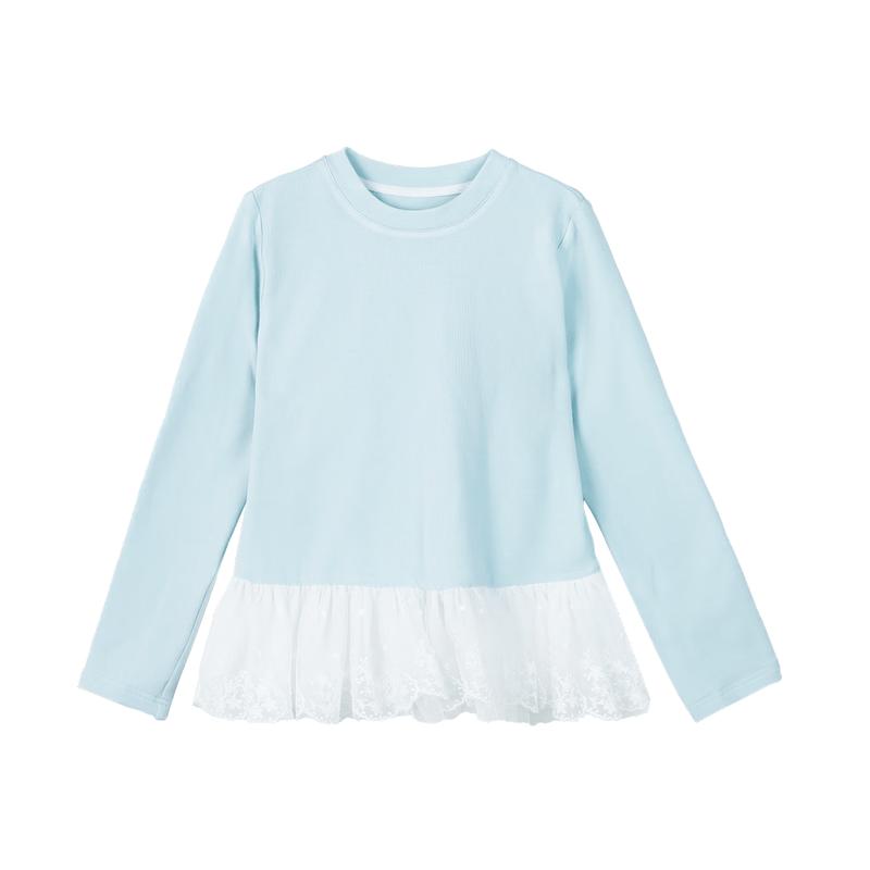 LUSON Baby Girls' Long Sleeve Lace-Hem T-Shirt