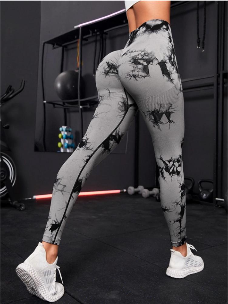 Schnelltrocknende, nahtlose Yogahose mit Batikmuster – Hüfthebende und elastische Fitnesshose