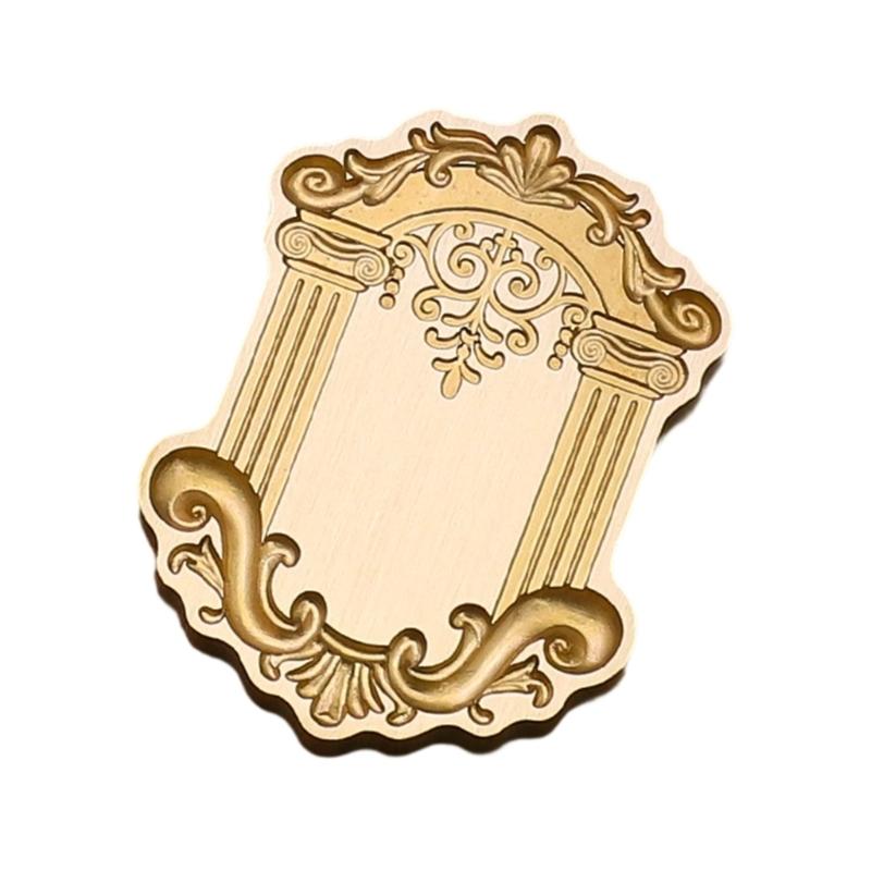 Antique Solid Brass Wax Seal Stamp Head Engraved Embossing Tool Seal Flower Frame for Handmade Letters Gift Wrapping