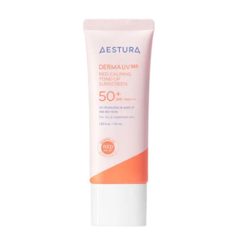 Aestura DermaUV365 Red Calming Tone-Up Sunscreen SPF50+ PA++++ 40ml – Soothing UV Protection & Brightening Base