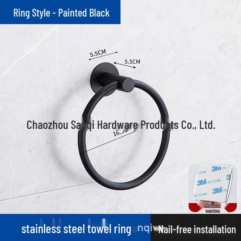 304 Stainless Steel Wall-Mounted Towel Ring for Bathroom, Kitchen, and Hotel Use