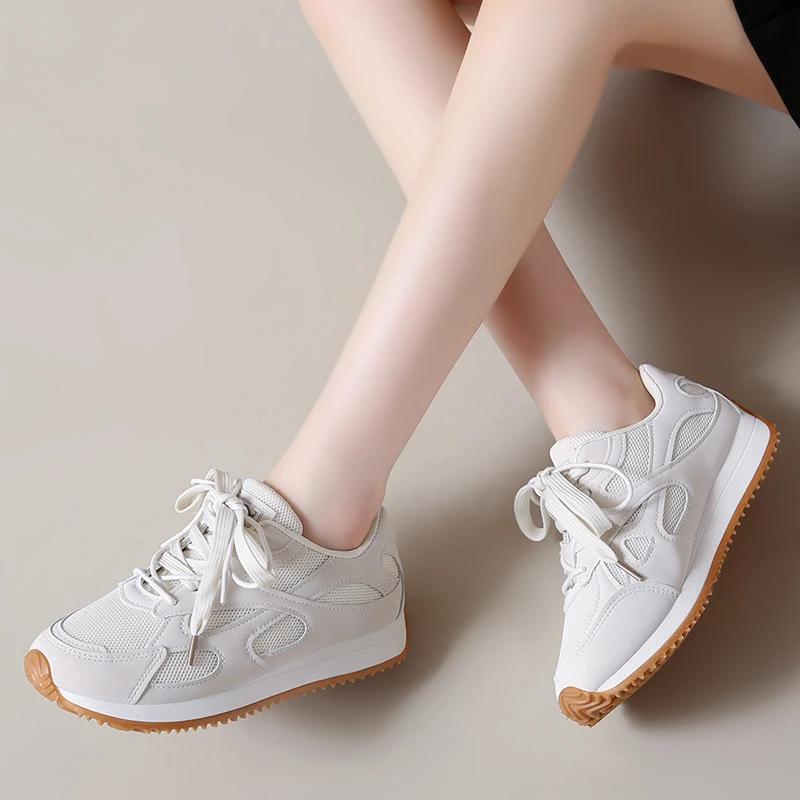 Fashion 2025 New Ladies Shoes Lace-up Women's Vulcanize Shoes Fashion Mesh  Hot Sale Outdoor Slip-Resistant Casual Breathable Sneakers