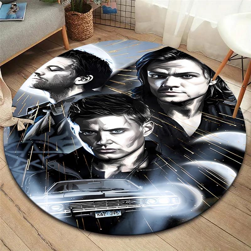 Supernatural Round Area Rug,Carpet Rug for Living Room Bedroom Sofa Playroom Decor,Non-slip Floor Mat