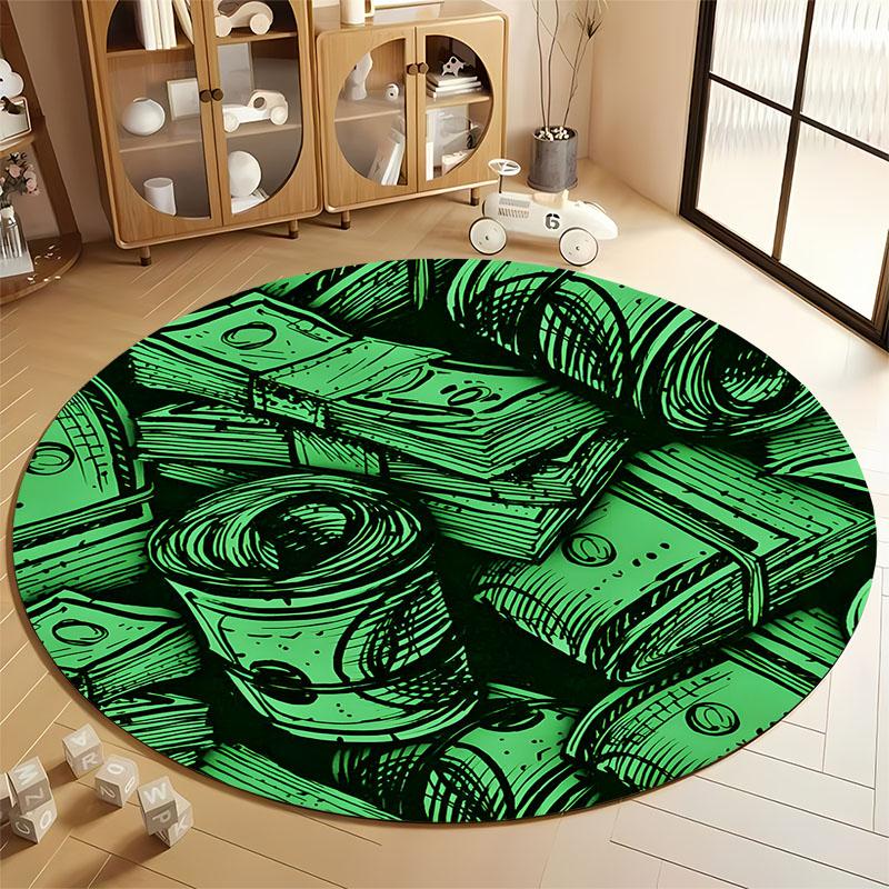 

Stylish Money-Themed Round Carpet for Offices round carpet for home sofa bedroom, gift Diameter 60cm