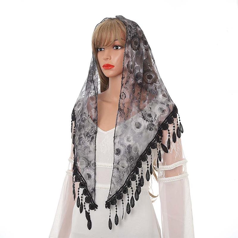 Blonde trekantskjerf med blomster Vår- og sommerstiler Pustende Uthult Ensfarget Trekant Dekorativt Hodebånd Blomstret Nytt