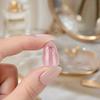 24Pcs Golden Cat Eyes Press On Nails, Nude Pink Almond Stick-on Fake Nails for Women, Removable Full Cover Glue On False Nails