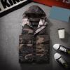 Winter Men Waistcoat Camouflage Thickened Cotton Padded Windproof Zipper Hooded Vest Coat