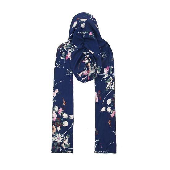 Women Headscarf Hat Flower Pattern Lace-up Ribbon Turban Hat Outdoor Travel Cycling Sunshade Cap Headwear