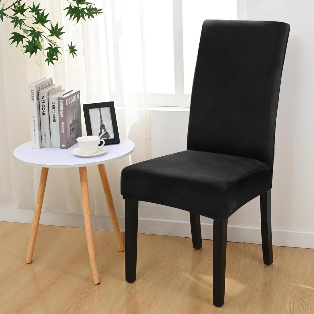 Alishomtll Dining Room Chair Covers Set of 4, High Stretch Velvet Chair Covers for Dining Chairs, Elastic Removable Washable Chair Slipcovers Chair