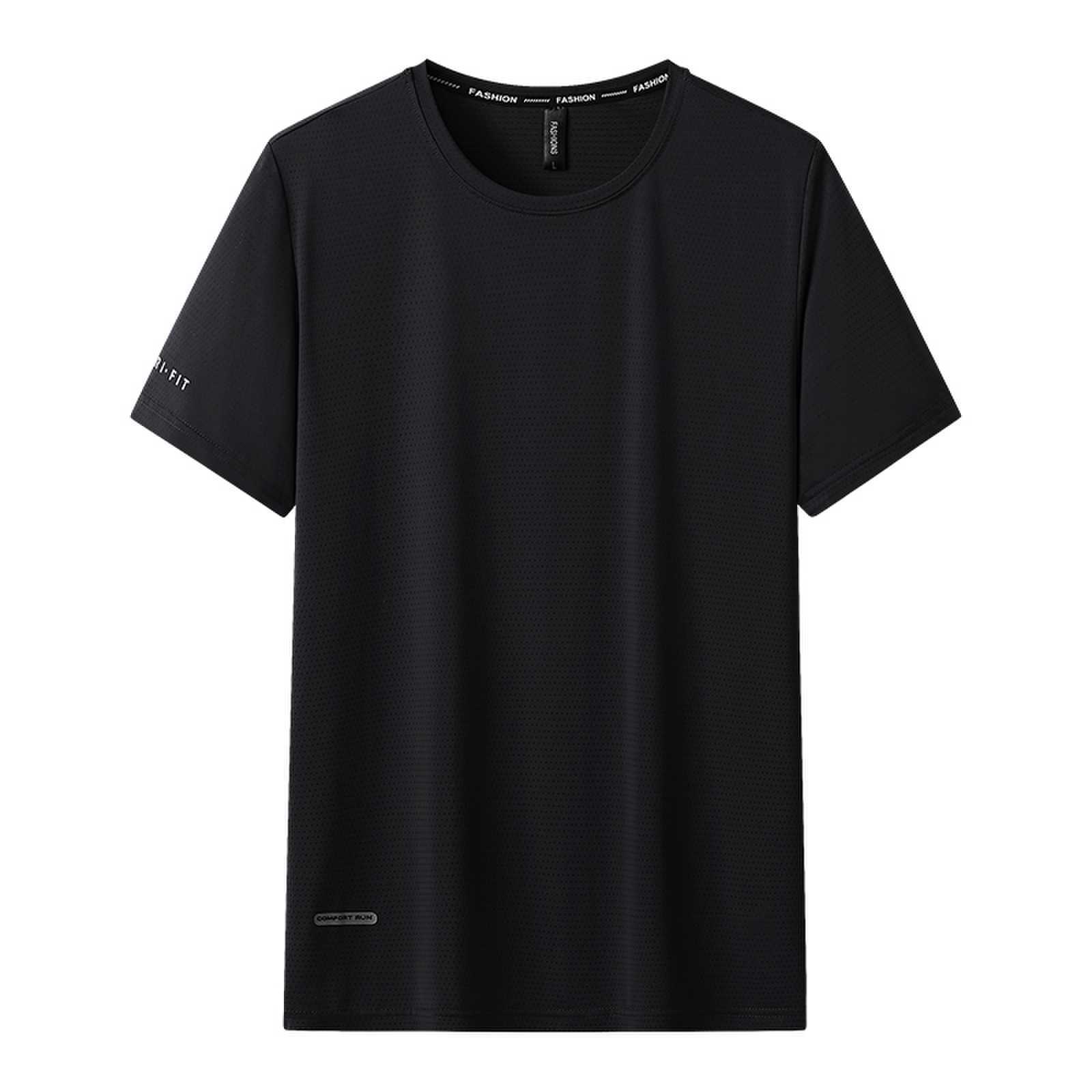 

Мужские быстросохнущие спортивные футболки с короткими рукавами, впитывающие влагу, рубашки для тренировок для бега, эластичные летние повседневные дышащие футболки с круглым вырезом 7XL чёрный