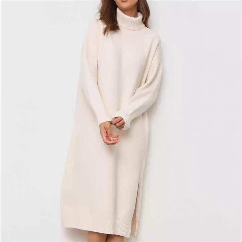 

Fashion Women s Casual V-Neck Printed Long Sleeve High Waist Printed Dress One Size бежевий