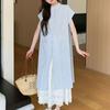 Japanese Summer Striped Shirt Dress & Lace Skirt Two-Piece Set