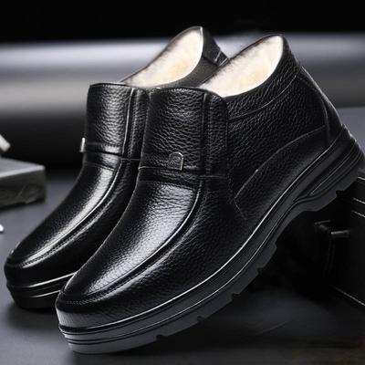 Fashion Fashion Men's Winter Snow Boots Waterproof Genuine Leather Sneakers Warm Non-Slip Shoes Black Chelsea Boots Male Ankle Booties